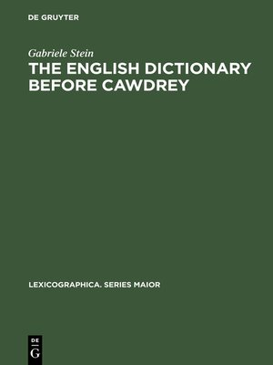 cover image of The English Dictionary before Cawdrey